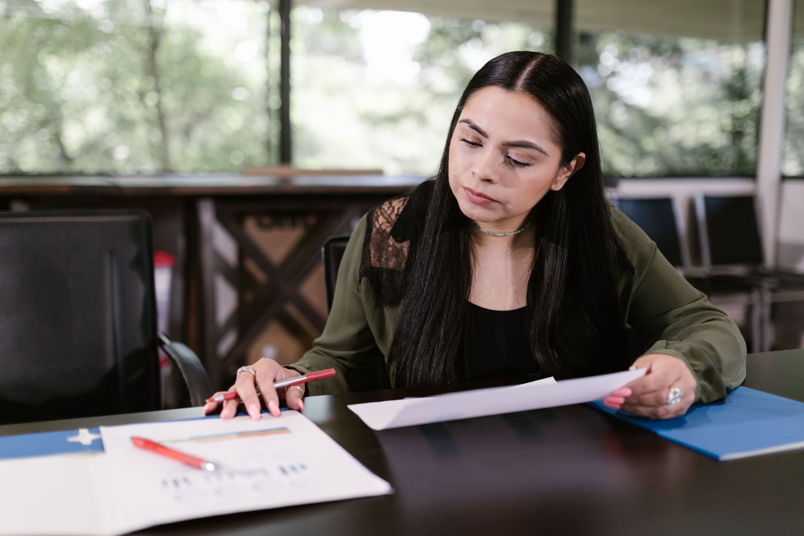 Agent reviewing documents